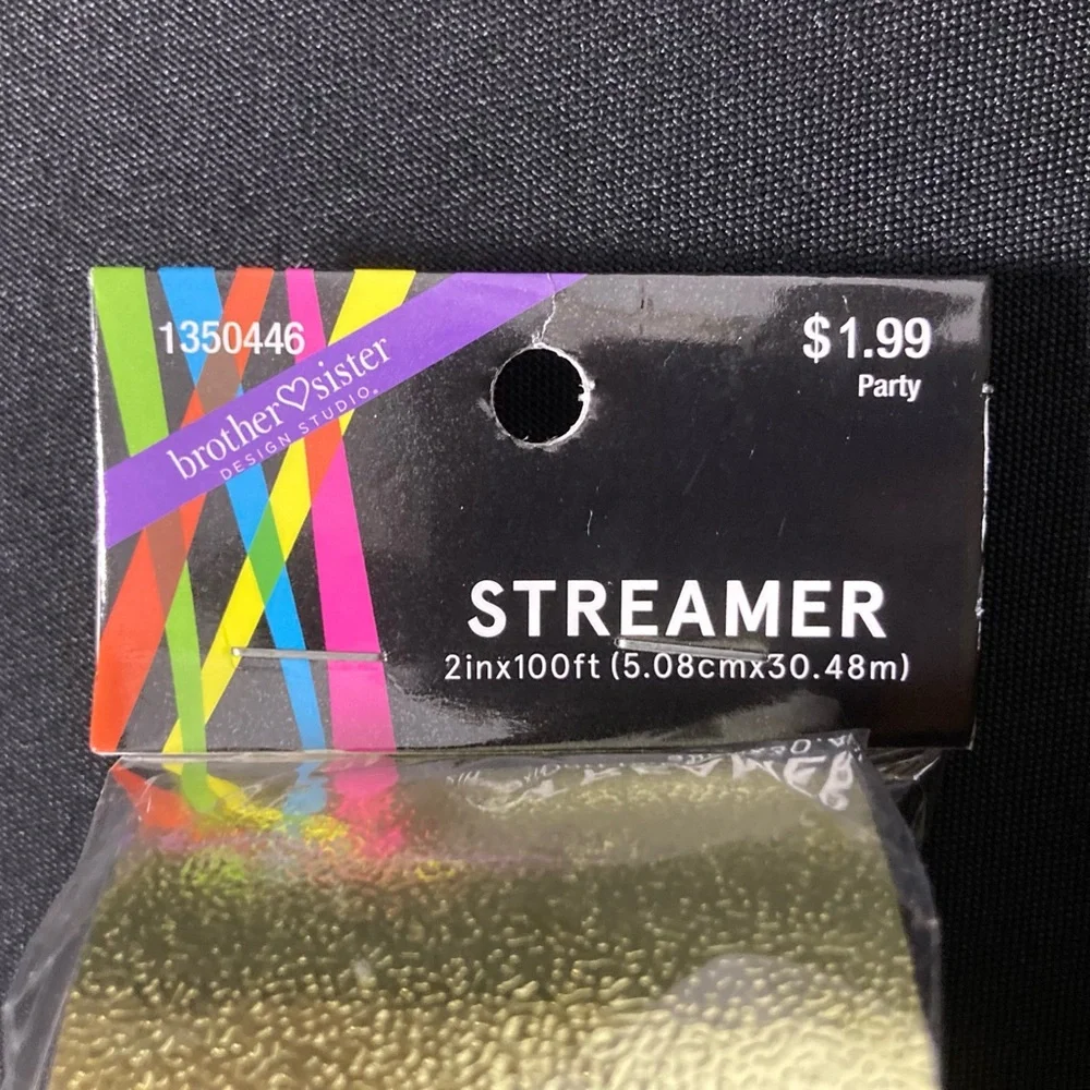 ❤️‍🔥 Brother Sister Design Studio Metallic Gold Party Streamer 2” x 1200”
